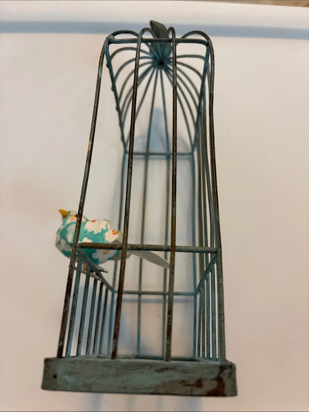 Decorative Teal Bird Cage with Floral Perch - Pets Bird